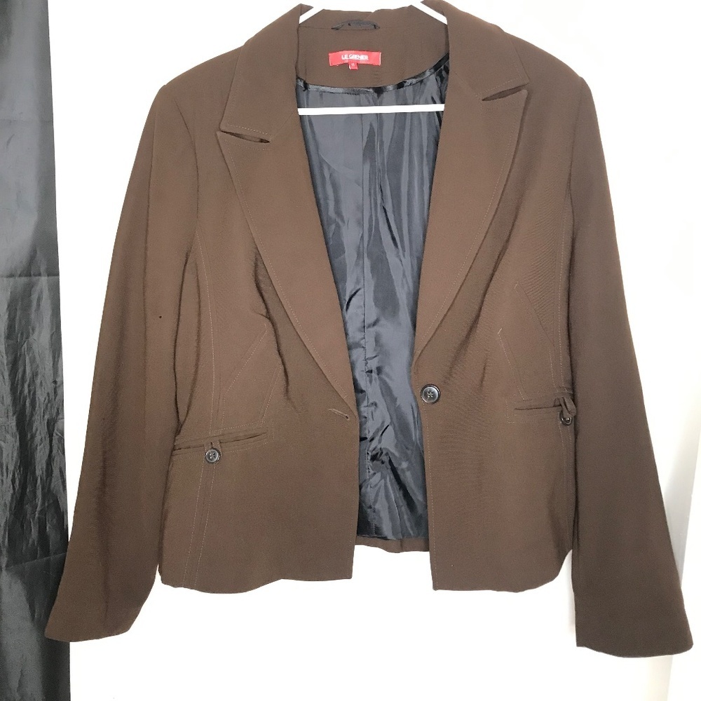 Le Grenier Brown Tailored Career Blazer Jacket